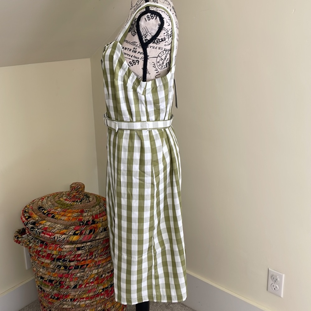 NWT ModCloth Past But Not Least Green Belted Gingham Dress SZ L - Picture 7 of 14